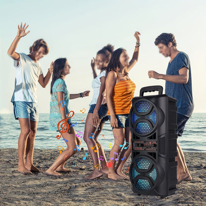 Portable Bluetooth Speaker with Subwoofer Bass, Dual 6.5" LED Woofers and Microphone DailySale