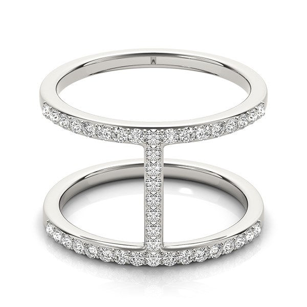 14k White Gold Dual Band Bridge Style Diamond Ring (3/8 cttw) Bids.com