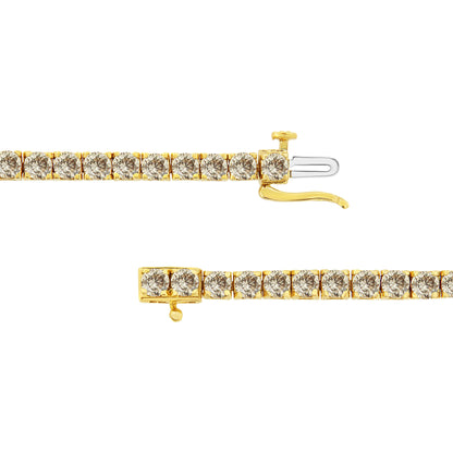 14K Yellow Gold Plated .925 Sterling Silver 8.0 Cttw Diamond Classic Link Tennis Bracelet (K-L Color, I2-I3 Clarity) - 7-1/4" Bids.com
