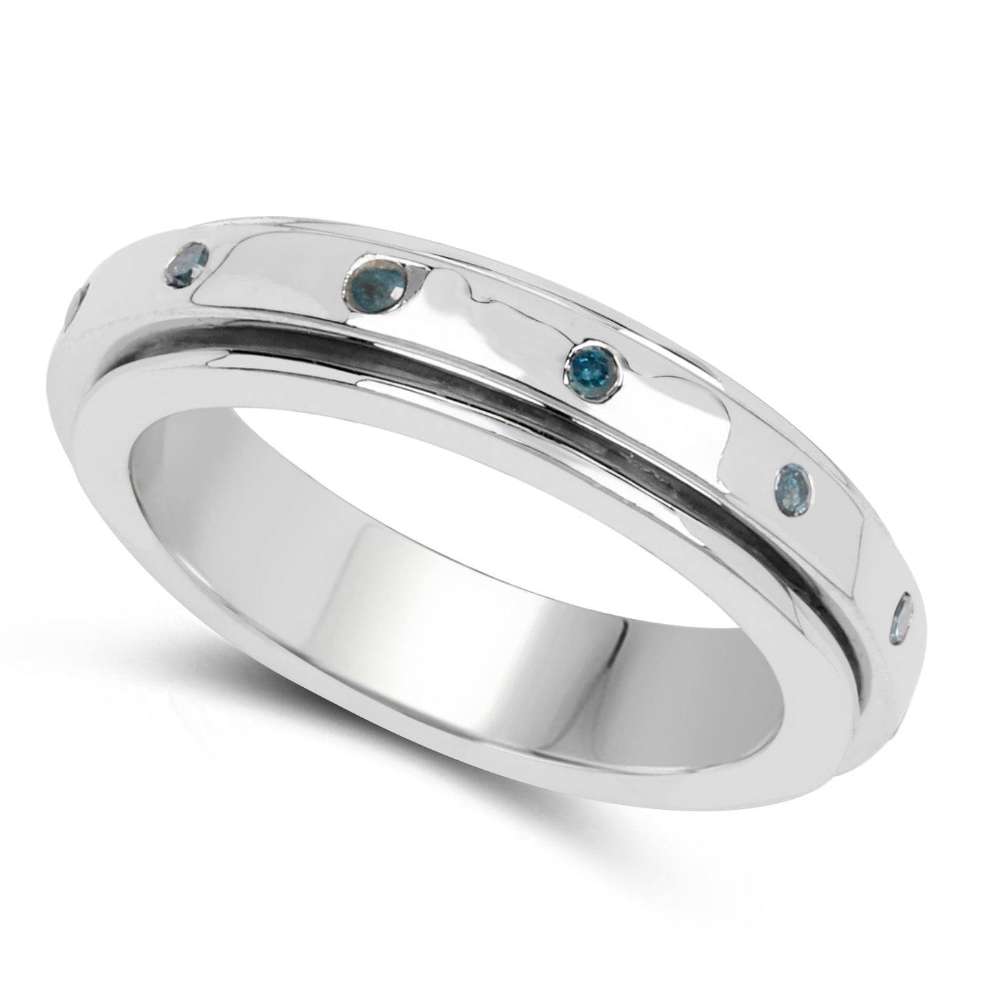 0.14 Carat Genuine Blue Diamond .925 Sterling Silver Ring Bids.com