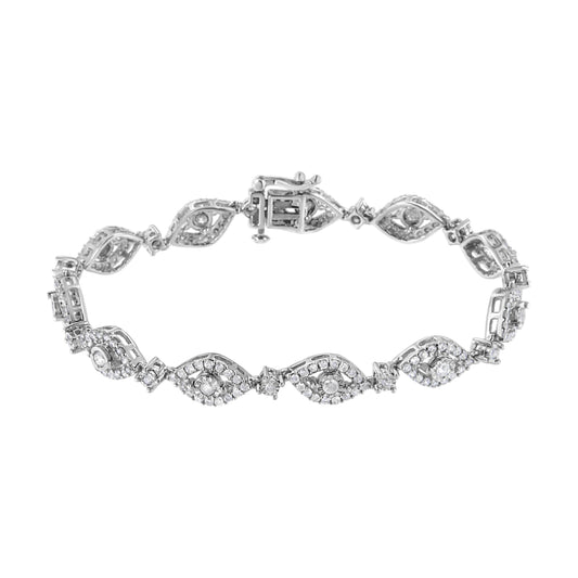 .925 Sterling Silver 2 1/2 Cttw Diamond Pear Shaped and Bezel Link Bracelet (I-J Color, I2-I3 Clarity) - 7.5 " Bids.com