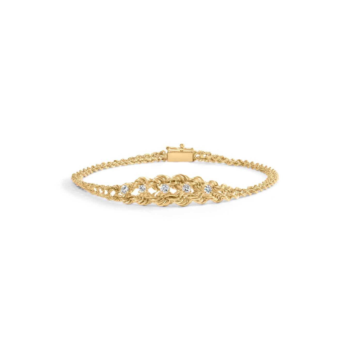 10K Yellow Gold 1/4 Cttw Round-Cut Diamond Basket Weave Rope Chain Style 7" Bracelet (H-I Color, I1-I2 Clarity) Bids.com