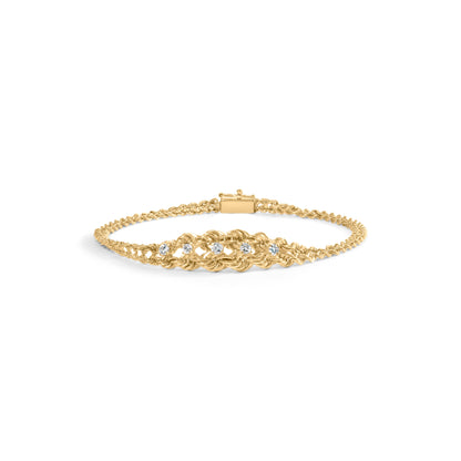 10K Yellow Gold 1/4 Cttw Round-Cut Diamond Basket Weave Rope Chain Style 7" Bracelet (H-I Color, I1-I2 Clarity) Bids.com