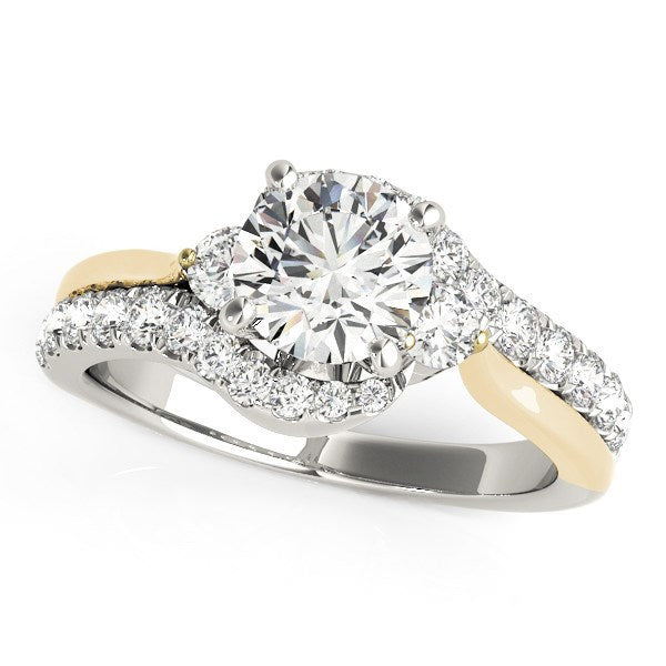14k White And Yellow Gold Round Bypass Diamond Engagement Ring (1 1/2 cttw) Bids.com