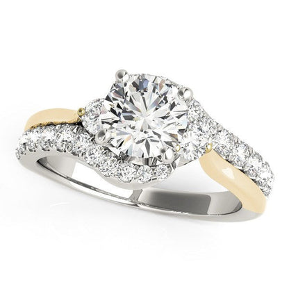 14k White And Yellow Gold Round Bypass Diamond Engagement Ring (1 1/2 cttw) Bids.com