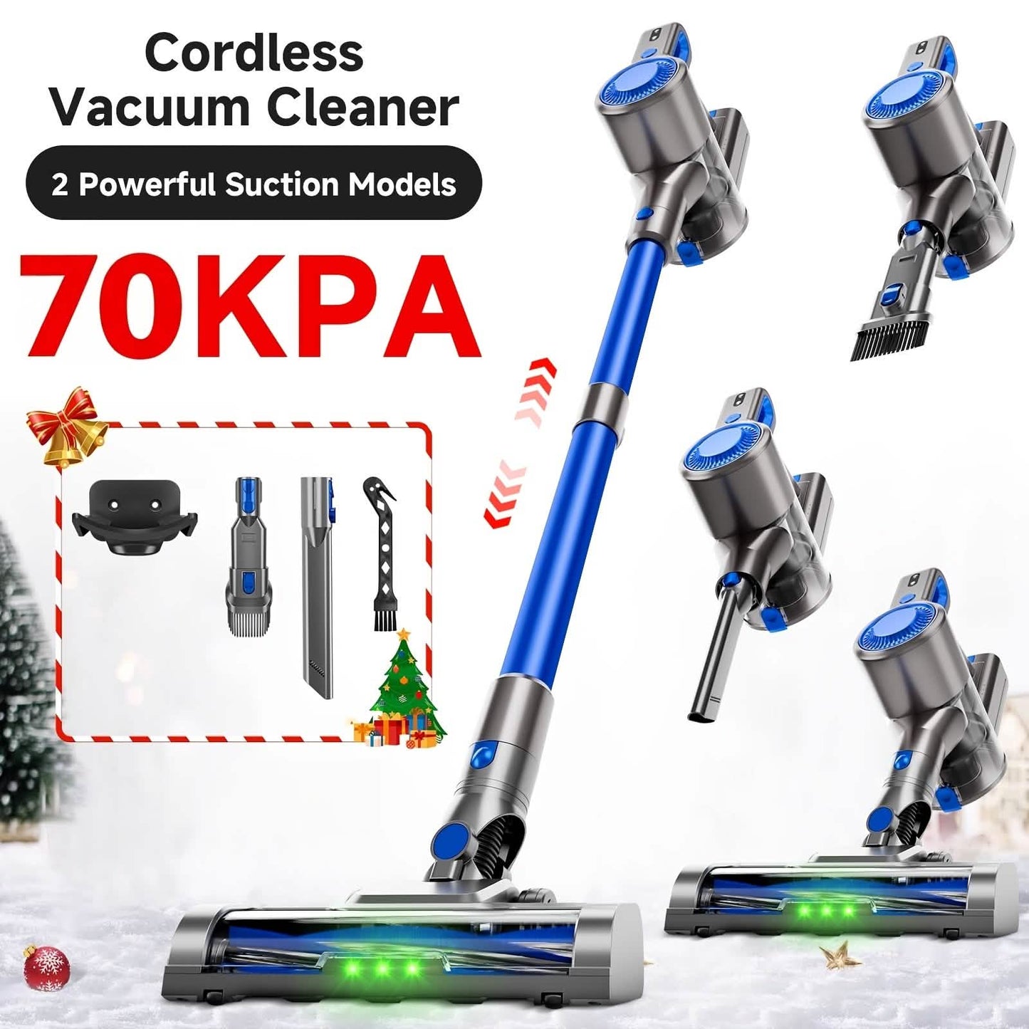 Cordless Vacuum Cleaner with LED Light & Removable Battery – Blue DailySale