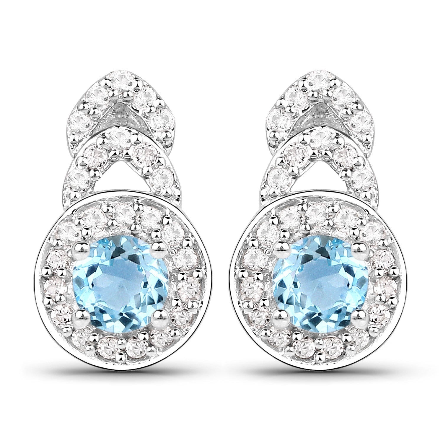3.24 Carat Genuine Blue Topaz and White Topaz .925 Sterling Silver Jewelry Set Bids.com