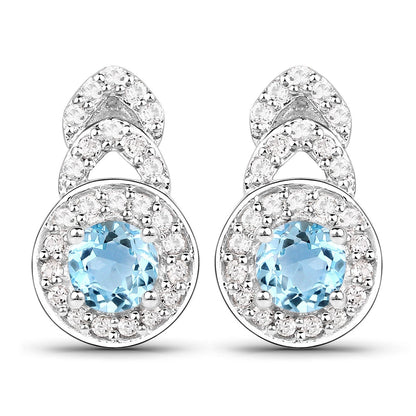 3.24 Carat Genuine Blue Topaz and White Topaz .925 Sterling Silver Jewelry Set Bids.com