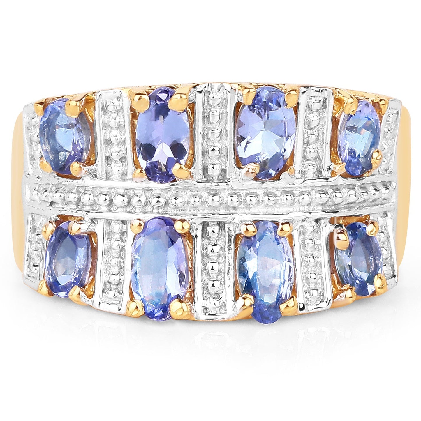 14K Yellow Gold Plated 1.68 Carat Genuine Tanzanite .925 Sterling Silver Ring Bids.com