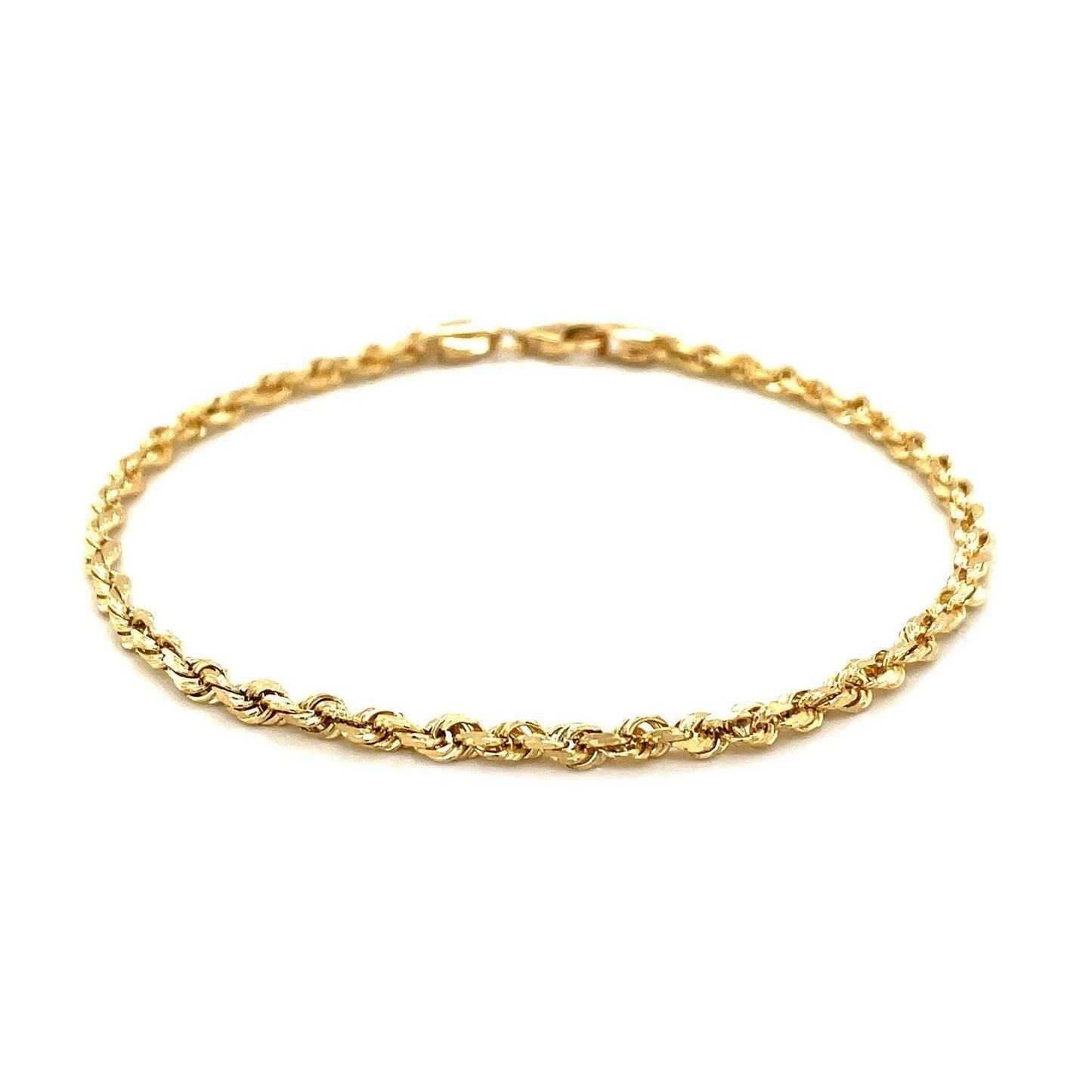 3.0mm 14k Yellow Gold Solid Diamond Cut Rope Bracelet Bids.com