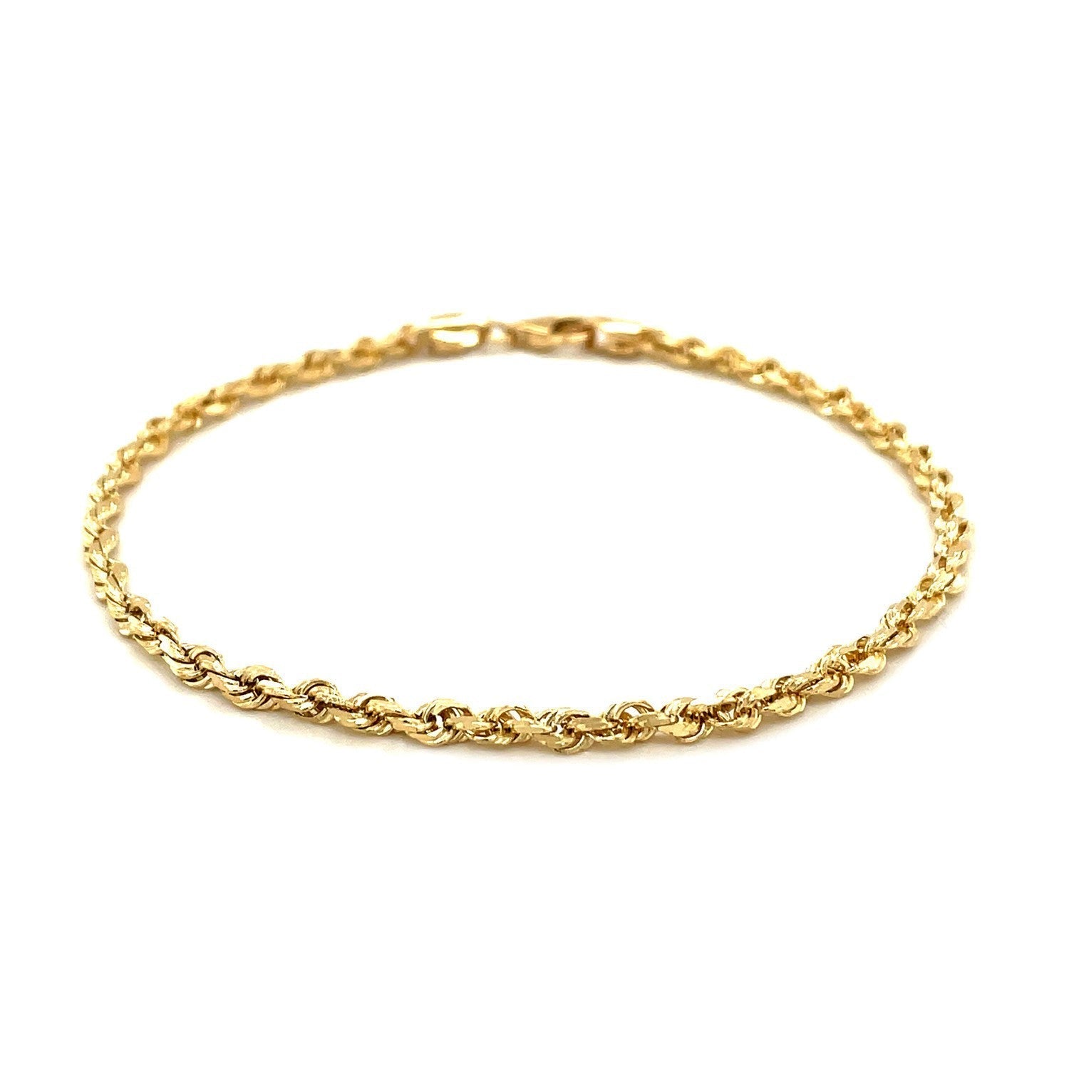 3.0mm 14k Yellow Gold Solid Diamond Cut Rope Bracelet Bids.com