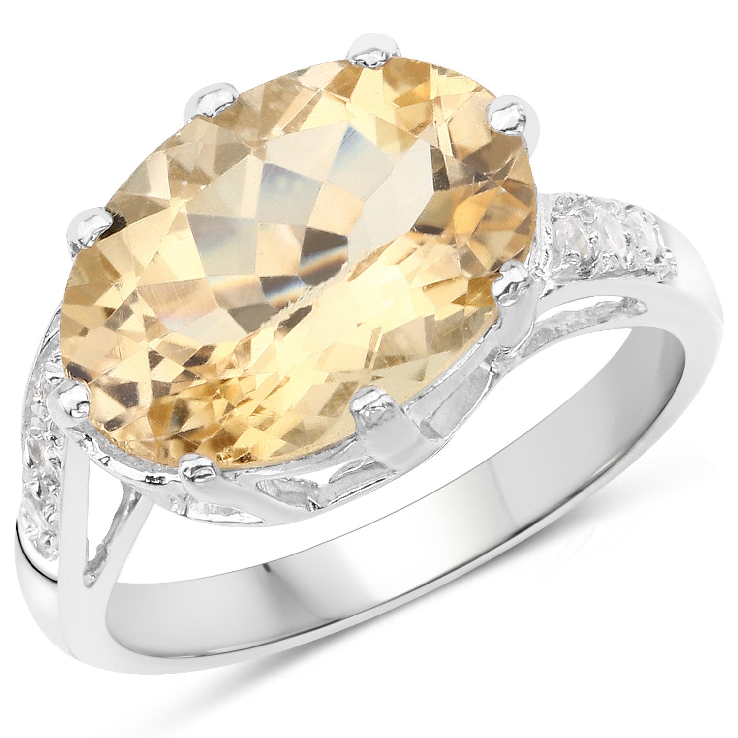 4.63 Carat Genuine Citrine and White Topaz .925 Sterling Silver Ring Bids.com