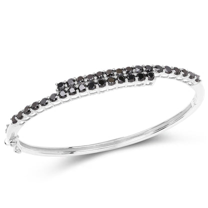 4.00 Carat Genuine Black Diamond .925 Sterling Silver Bangle Bids.com