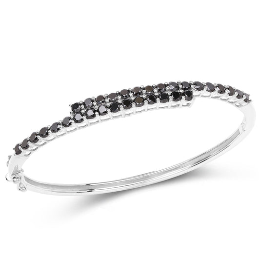 4.00 Carat Genuine Black Diamond .925 Sterling Silver Bangle Bids.com