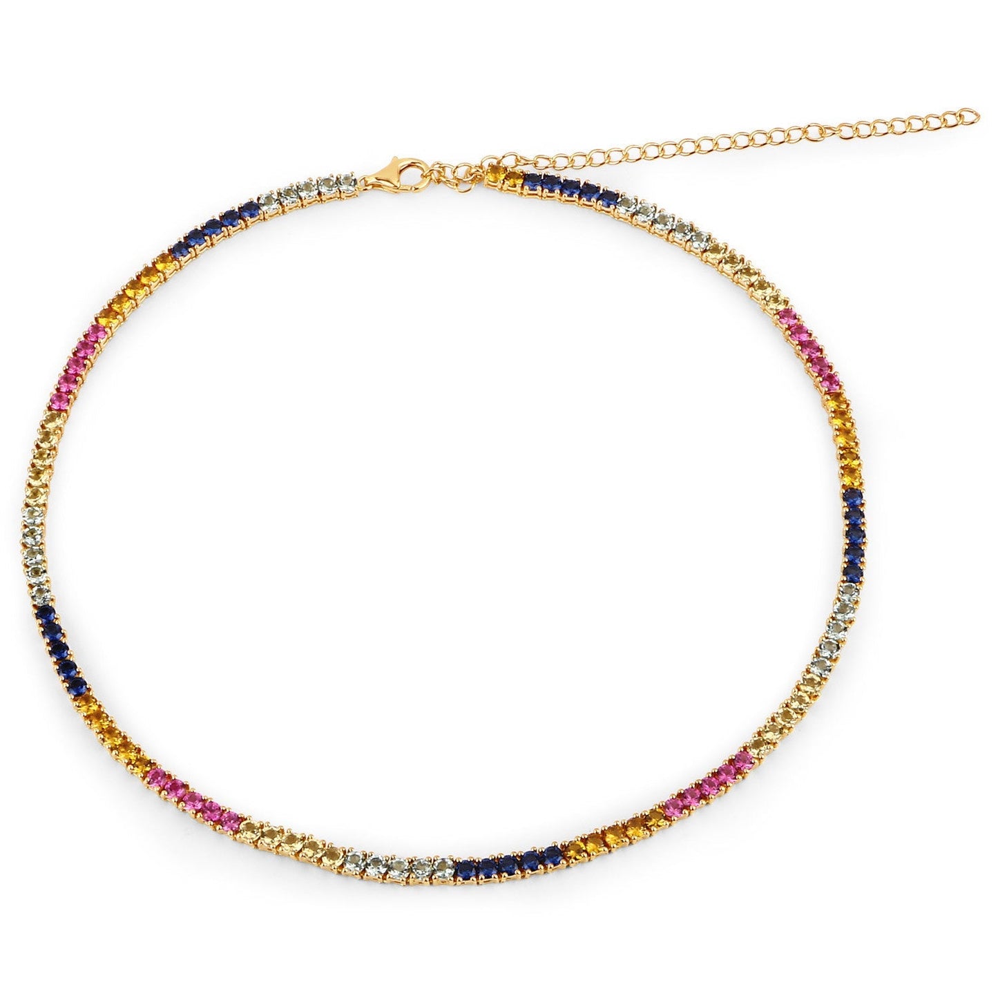 11.65 Carat Created Multi Sapphire .925 Sterling Silver Necklace Bids.com