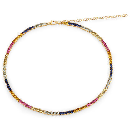 11.65 Carat Created Multi Sapphire .925 Sterling Silver Necklace Bids.com