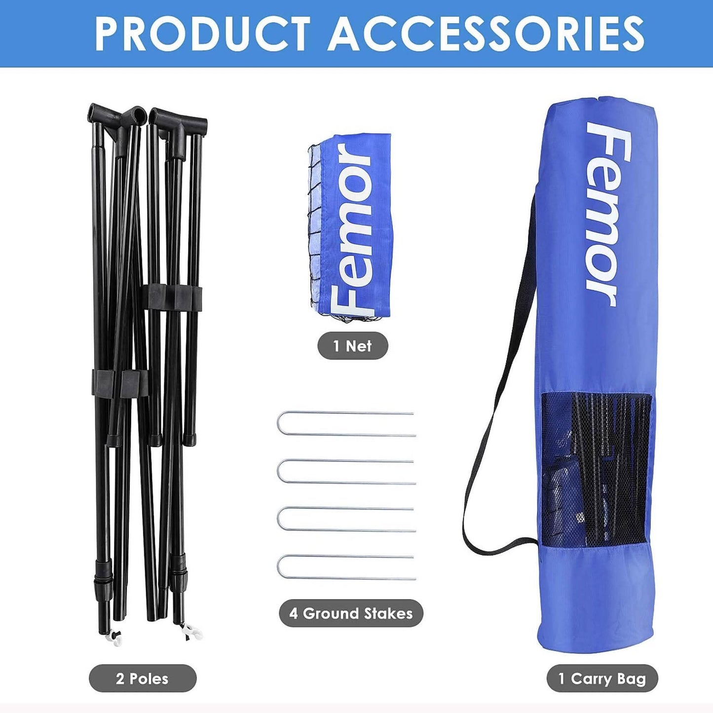 Femor FS051 10ft. Height Adjustable Volleyball Net DailySale
