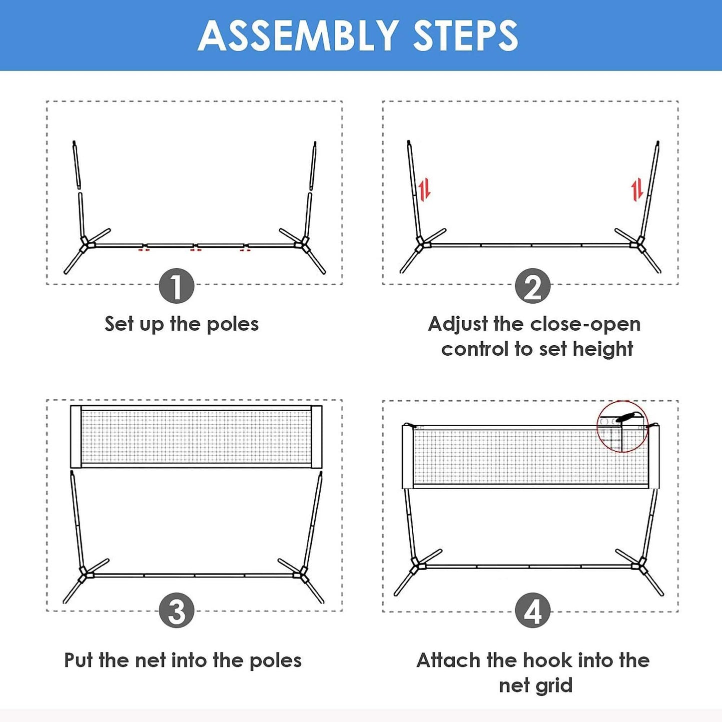 Femor FS051 10ft. Height Adjustable Volleyball Net DailySale