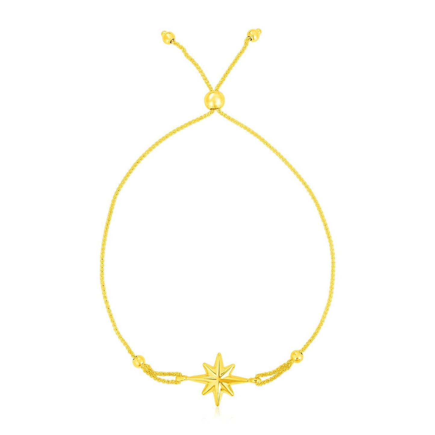 14k Yellow Gold Adjustable Bracelet with Star Bids.com