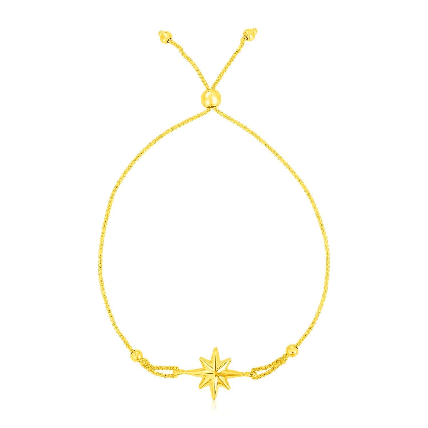 14k Yellow Gold Adjustable Bracelet with Star Bids.com