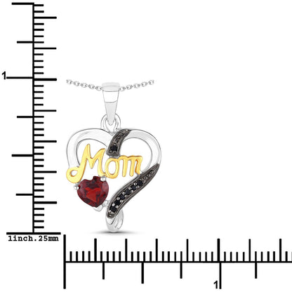 0.55 Carat Genuine Garnet and Black Spinel .925 Sterling Silver Pendant Bids.com