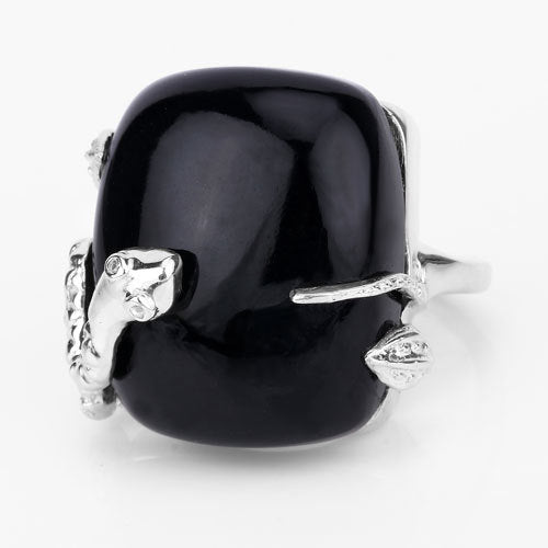 21.04 Carat Genuine Black Onyx and White Topaz .925 Sterling Silver Ring Bids.com