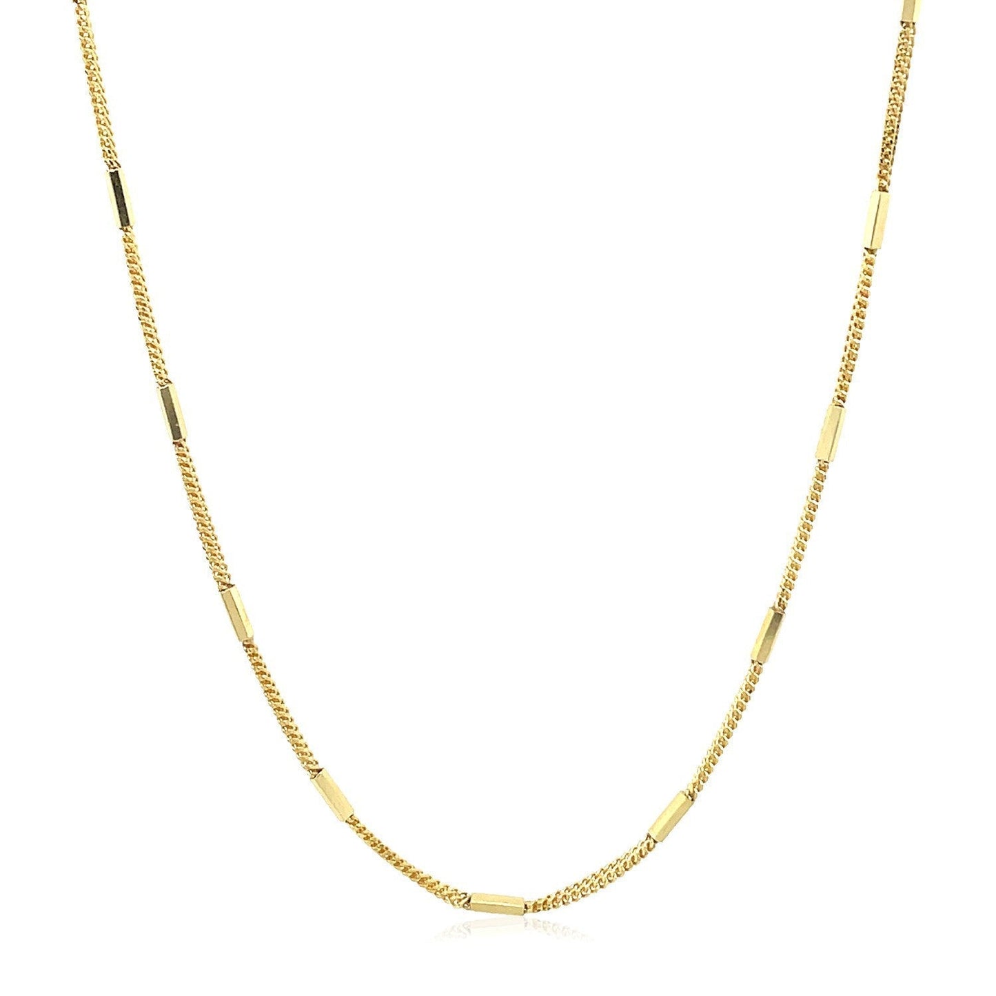 Diamond Cut Bar Links Pendant Chain in 14k Yellow Gold (1.3mm) Bids.com