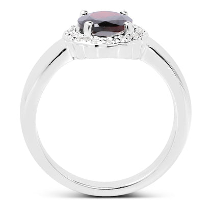 2.58 Carat Genuine  Garnet and White Topaz .925 Sterling Silver Ring Bids.com