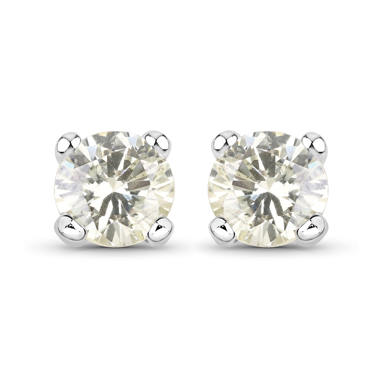 0.71 Carat Genuine White Diamond 14K White Gold Earrings Bids.com