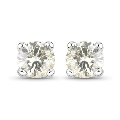 0.71 Carat Genuine White Diamond 14K White Gold Earrings Bids.com