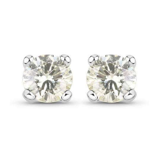 0.71 Carat Genuine White Diamond 14K White Gold Earrings Bids.com