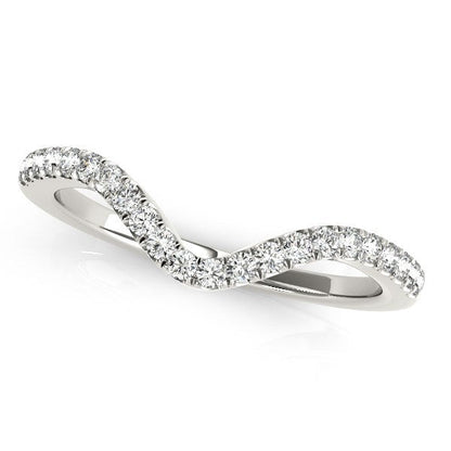 14k White Gold Wavy Design Round Diamond Wedding Ring (1/6 cttw) Bids.com