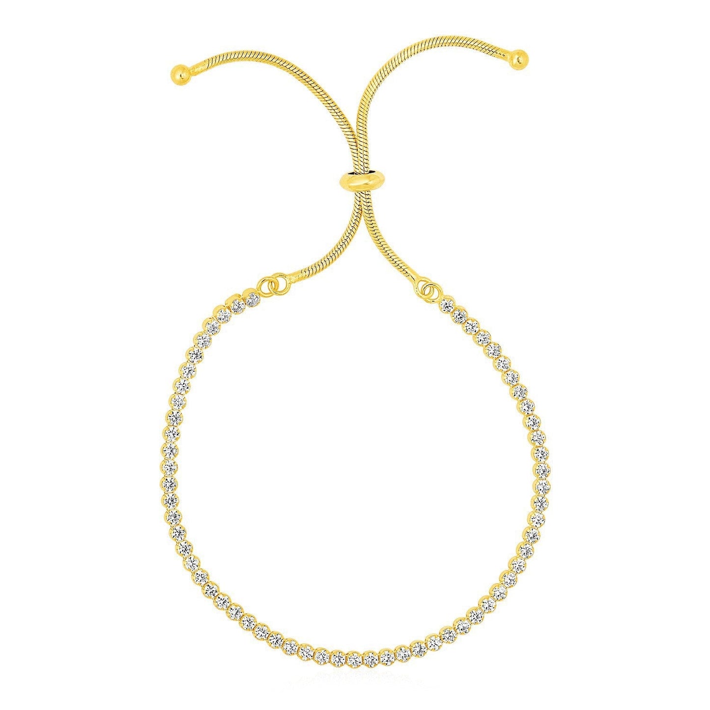 Adjustable Tennis Style Bracelet with Cubic Zirconia in Sterling Silver Bids.com