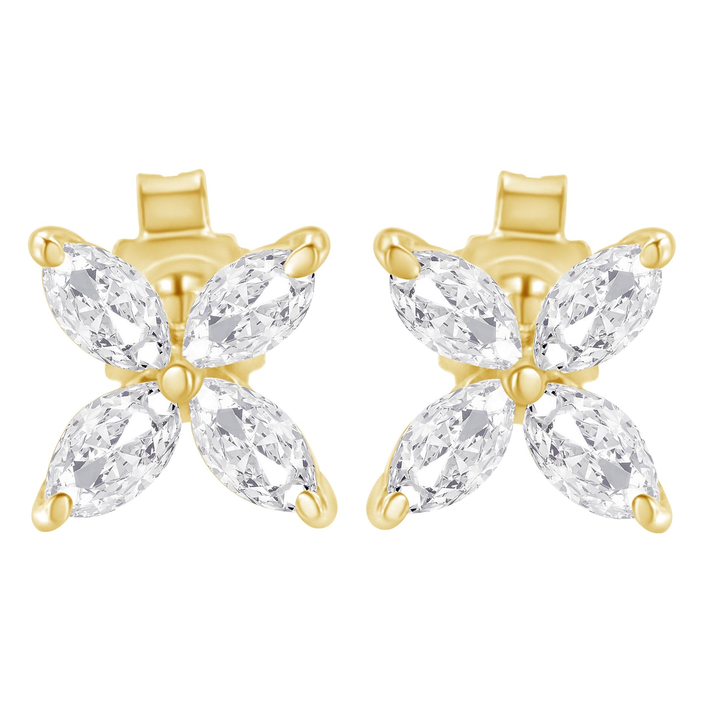 14K White Gold 1/2 Cttw Marquise Diamond 8 Stone Floral Leaf Stud Earrings (H-I Color, SI1-SI2 Clarity) Bids.com
