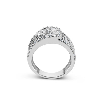 10K White Gold 2 1/2 Cttw Round and Baguette-Cut Diamond Multi-Row Bypass Ring (J-K Color, I2-I3 Clarity) - Ring Size 7 Bids.com