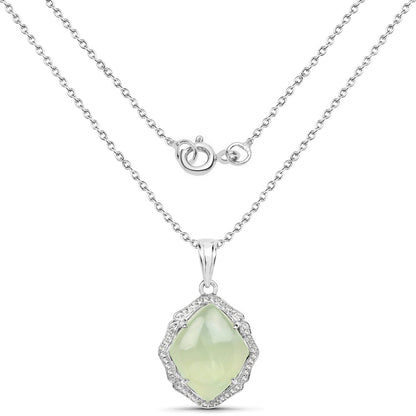 7.49 Carat Genuine Prehnite And White Topaz .925 Sterling Silver Pendant Bids.com