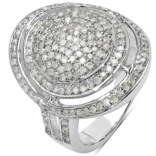1.13 Carat Genuine White Diamond .925 Sterling Silver Ring Bids.com