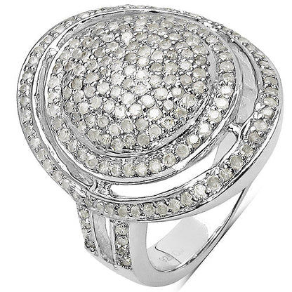 1.13 Carat Genuine White Diamond .925 Sterling Silver Ring Bids.com