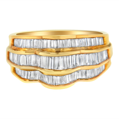 14KT Yellow Gold Diamond Multi-Row Band Ring (1 1/4 cttw, H-I Color, SI1-SI2 Clarity) Bids.com