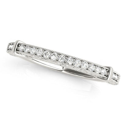 14k White Gold Bead Border Modern Wedding Band (1/8 cttw) Bids.com