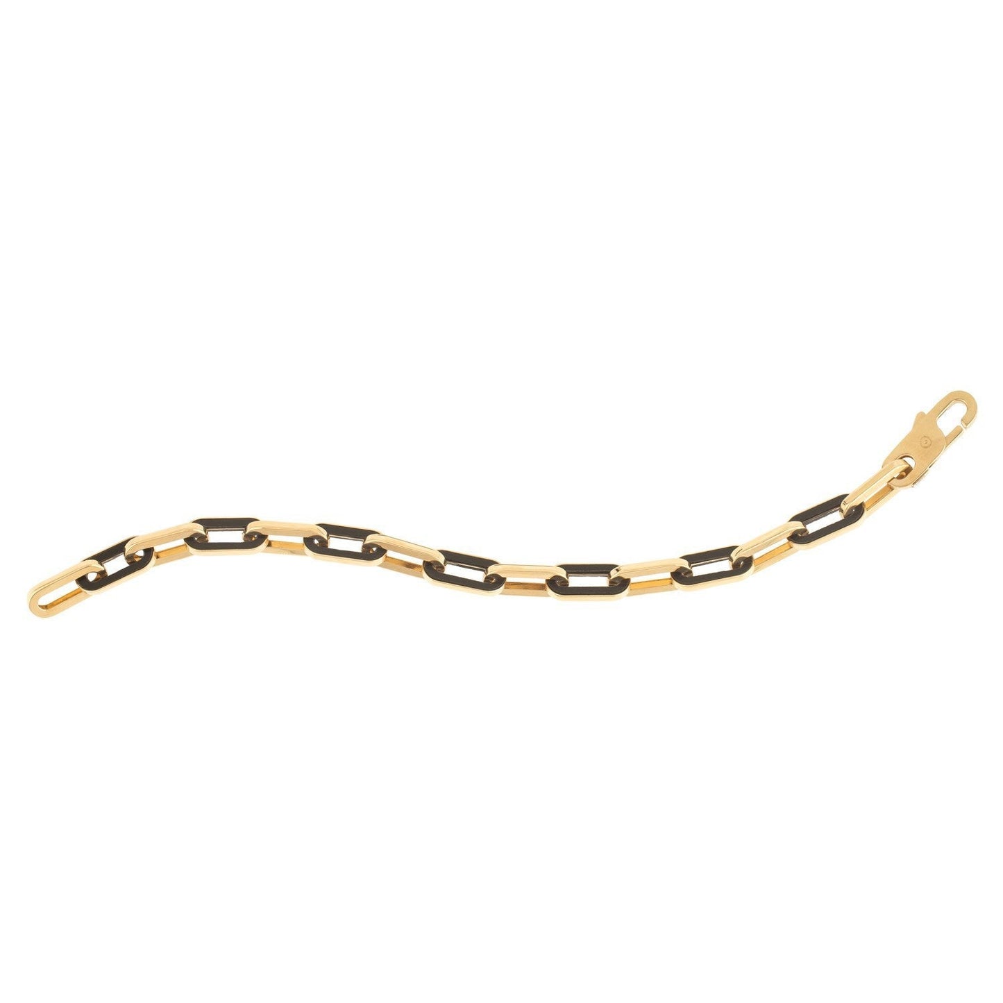 14k Yellow Gold Black Onyx Paperclip Gem Link Bracelet (7.00 mm) Bids.com