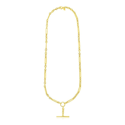 14k Yellow Gold Alternating Oval and Round Chain Necklace with Toggle Bids.com