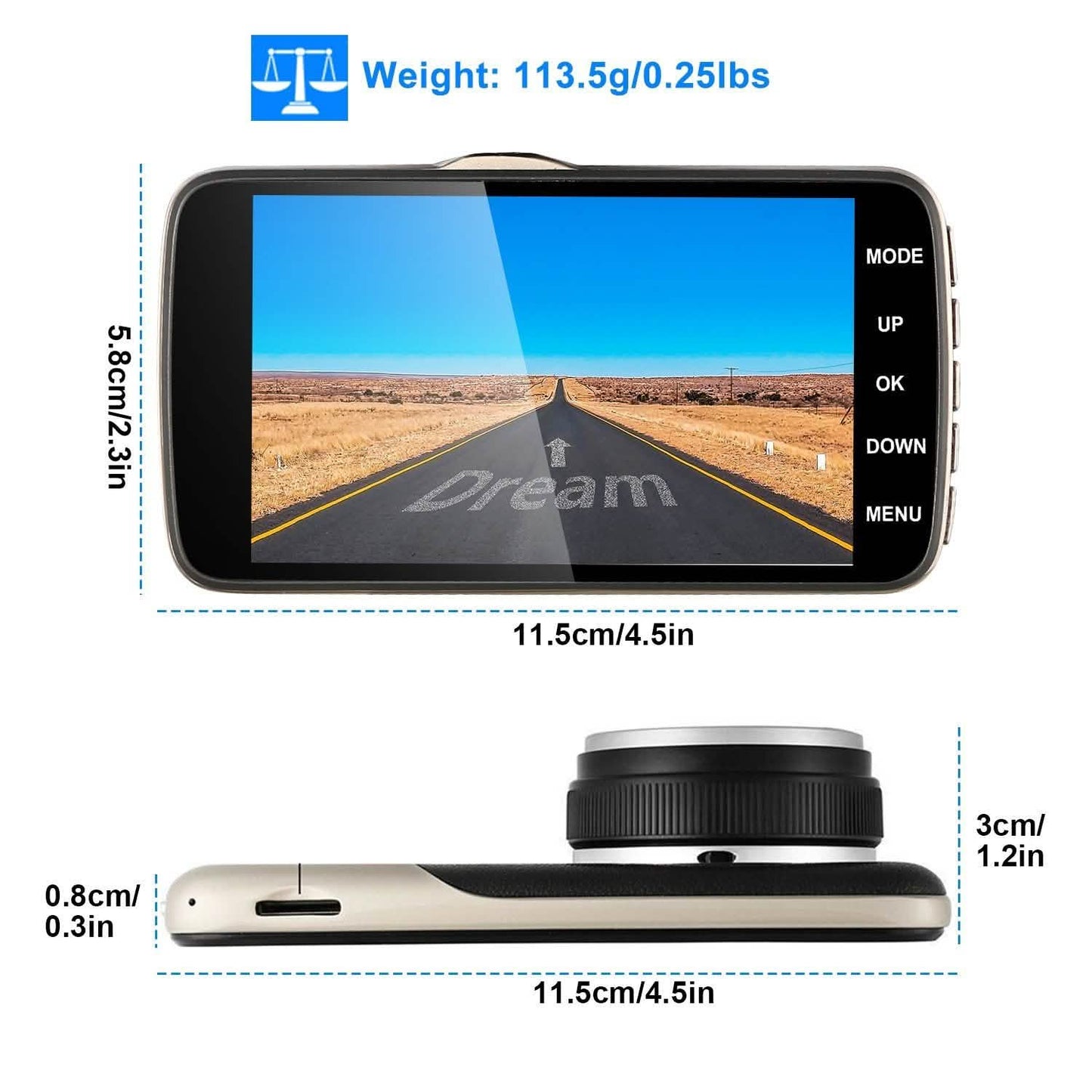 FHD 1080P Dash Cam 4" Screen Dual Cameras DailySale