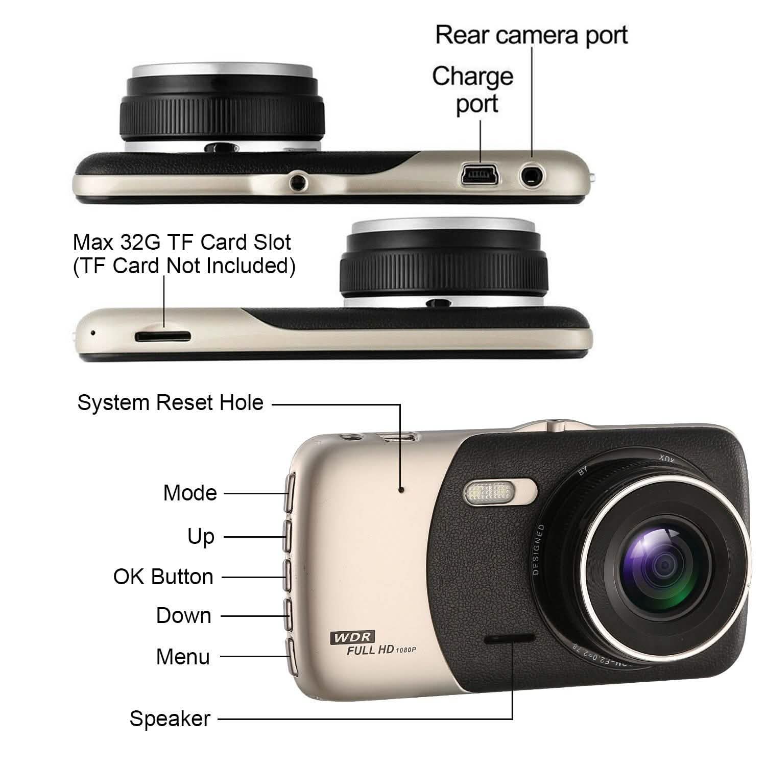 FHD 1080P Dash Cam 4" Screen Dual Cameras DailySale