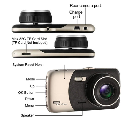 FHD 1080P Dash Cam 4" Screen Dual Cameras DailySale