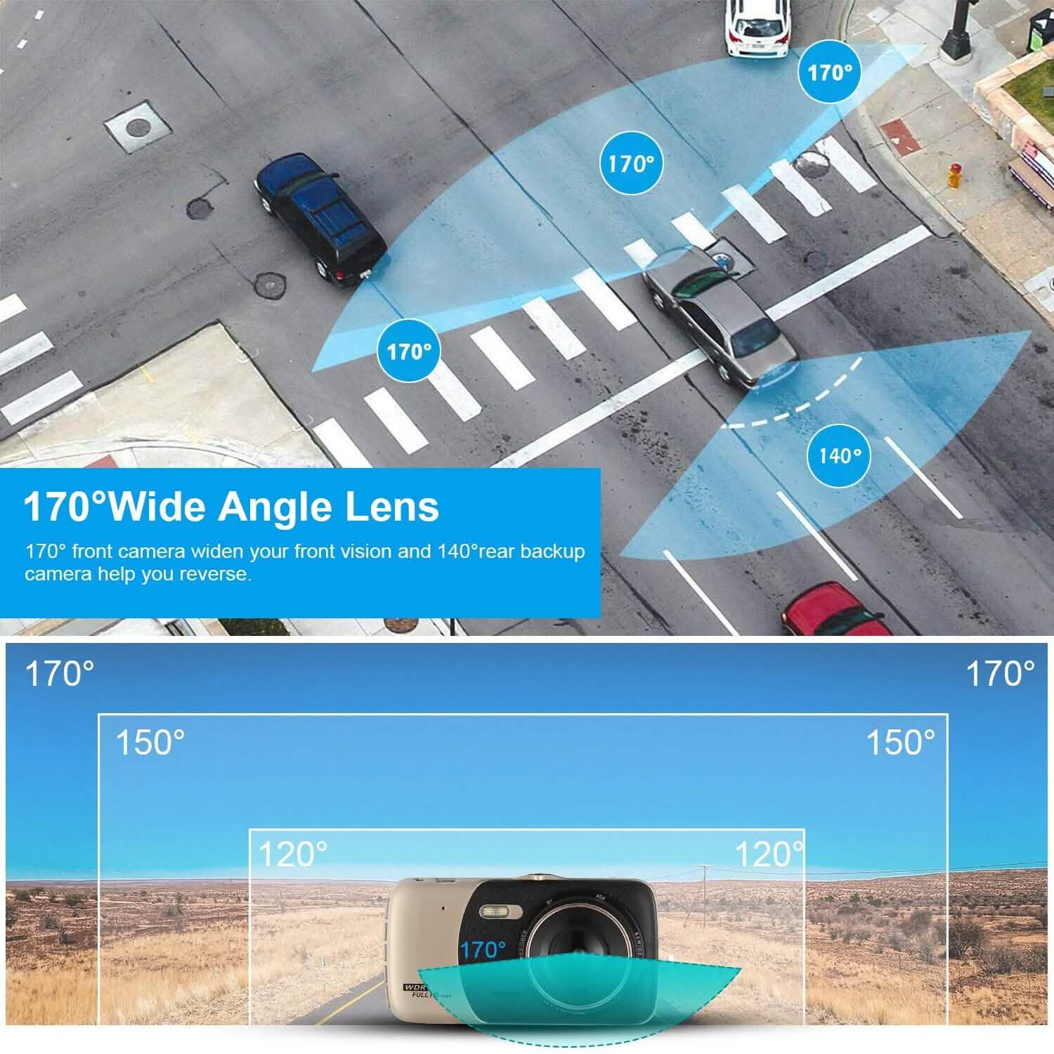 FHD 1080P Dash Cam 4" Screen Dual Cameras DailySale