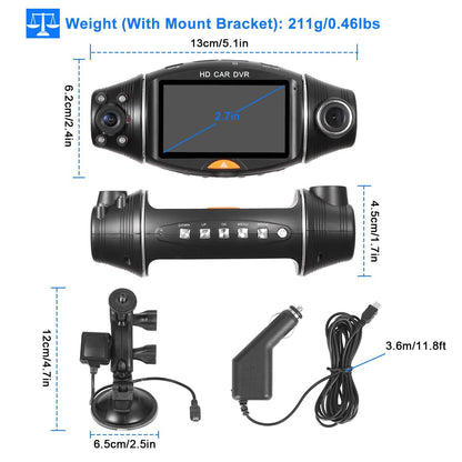 FHD 1080P Dual Lens Car DVR Dash Cam DailySale