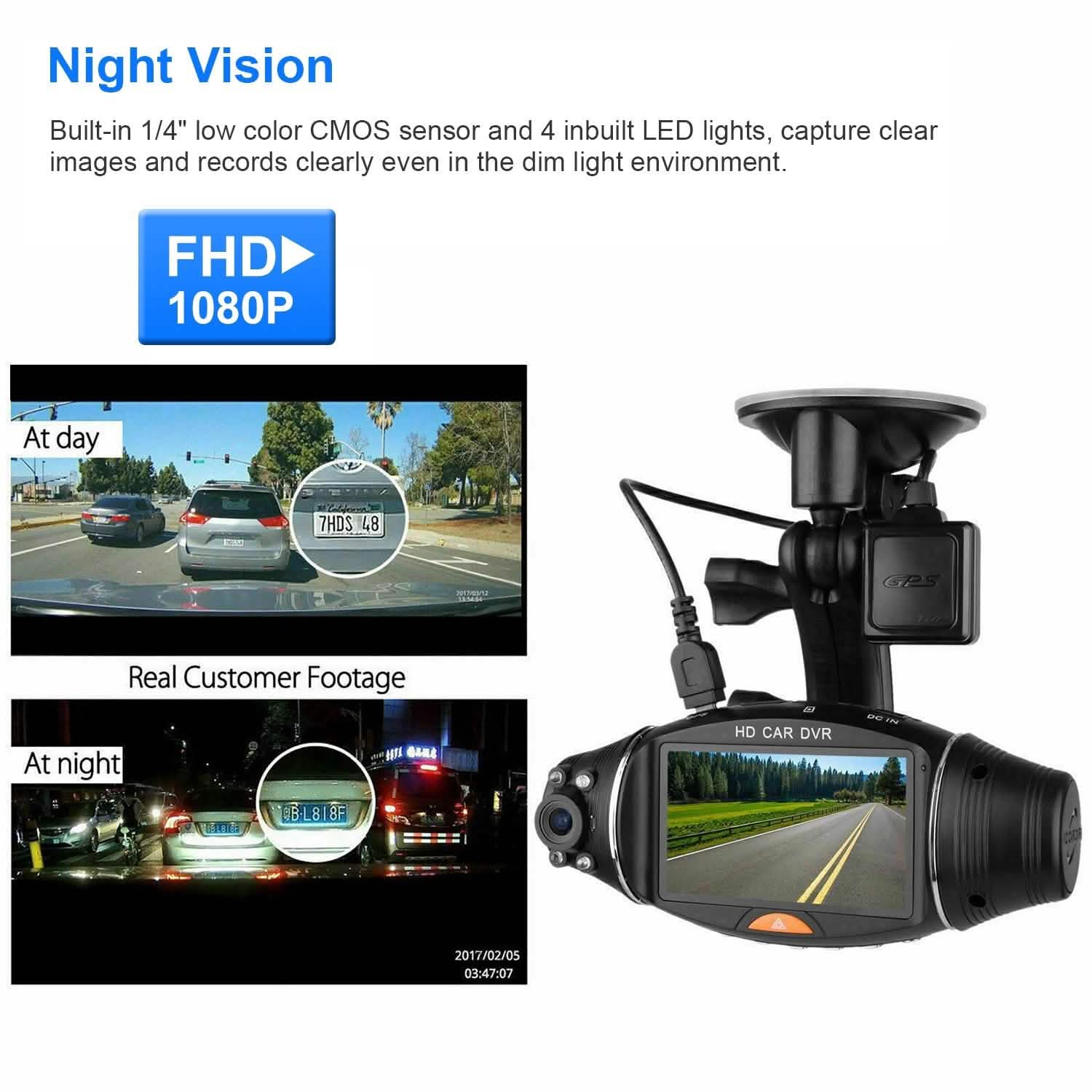 FHD 1080P Dual Lens Car DVR Dash Cam DailySale