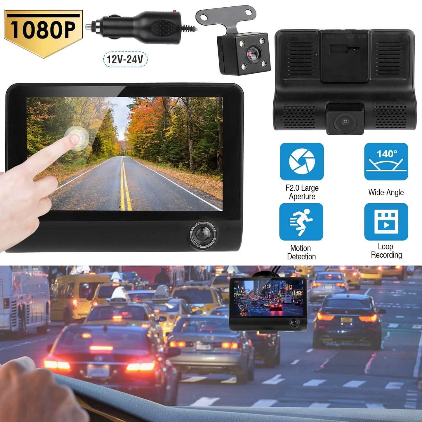 FHD 1080P Touchscreen Car DVR Dash Camera DailySale