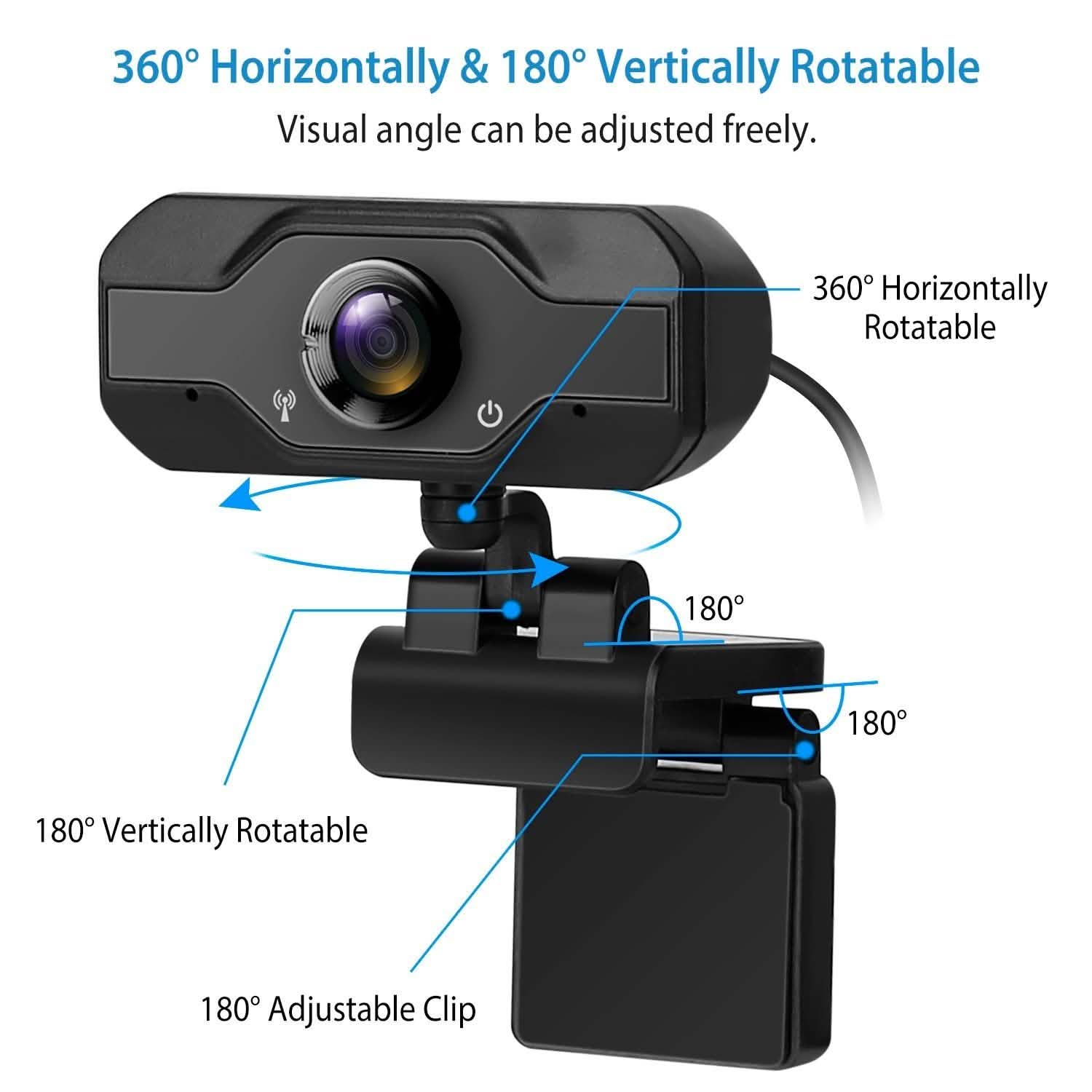 FHD 1080P USB Webcam with 360° Rotatable Clip DailySale